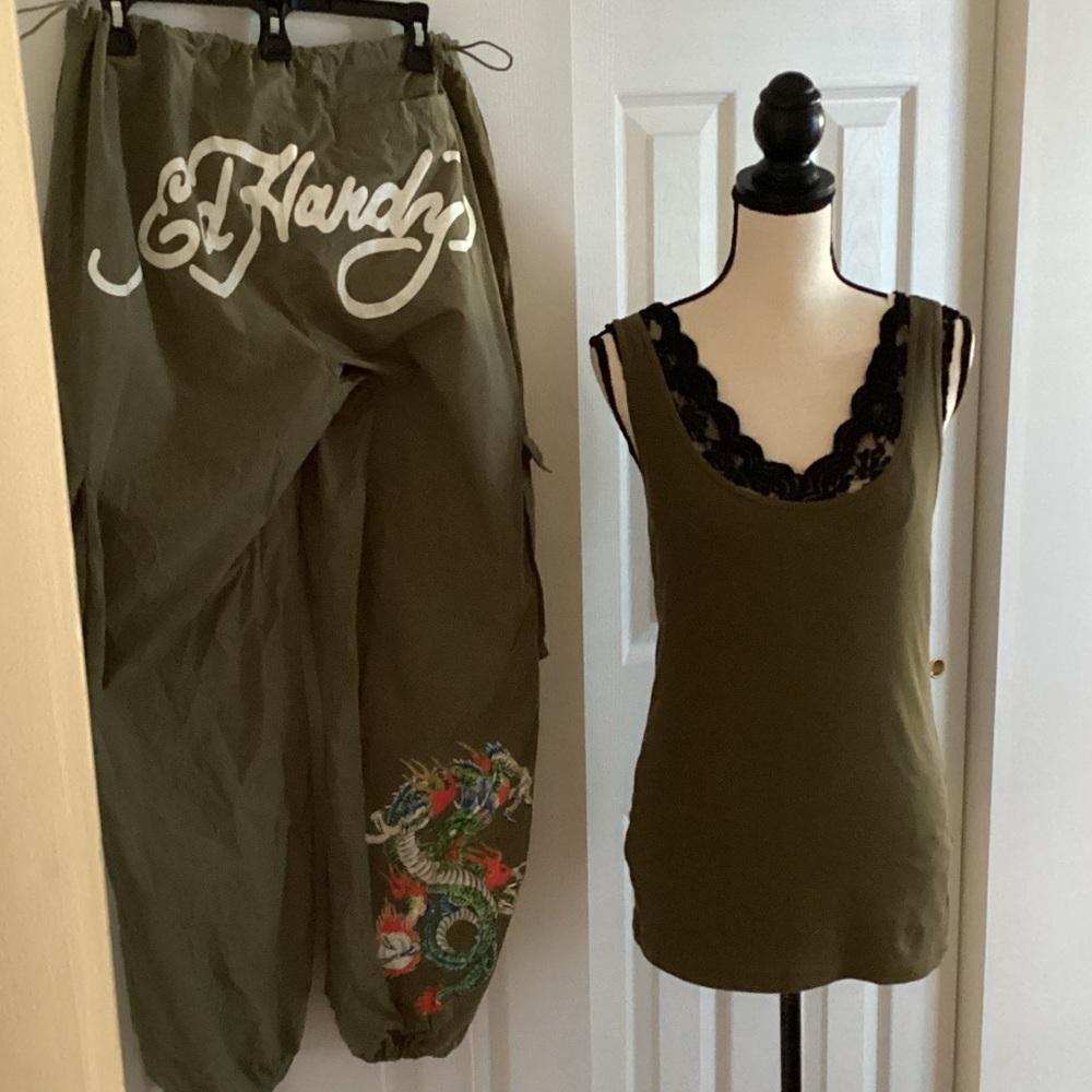 vintage ed hardy pants plus free tank top